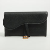Christian Dior Saddle Leather Chain Wallet Black